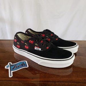Vans Authentic Cherries Black Suede/ Canvas Skate Shoes Women's Size 6 Cherry